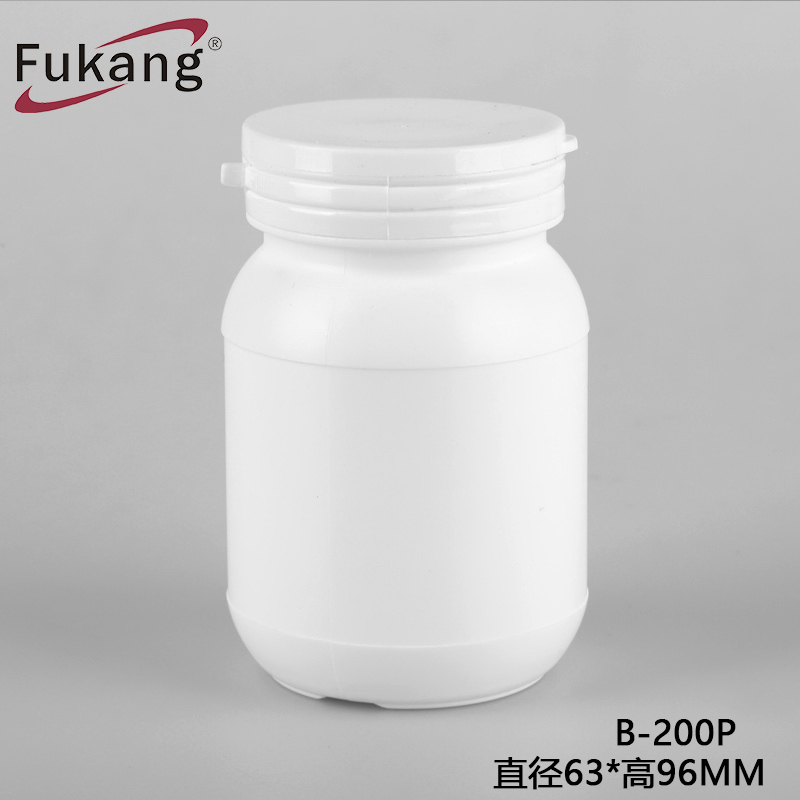 300ml HDPE白色小型塑料圆形胶囊和药瓶，用于粉剂，空塑料药瓶