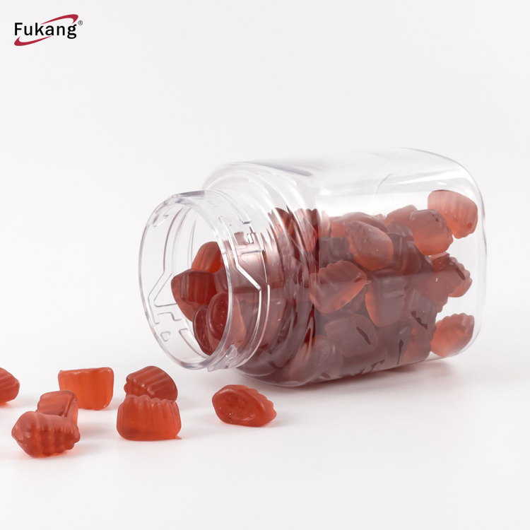 工厂批发350ml方形食品瓶 透明pet广口瓶 软糖包装塑料罐
