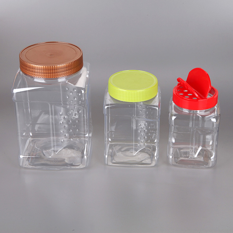 透明PET方形可收集餅干塑料罐，最新款式塑料餅干罐/容器