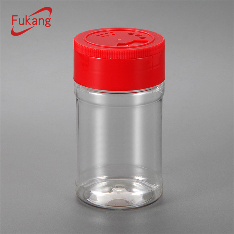 100ml食品级透明宠物塑料调味瓶，带翻盖，用于盐调味胡椒粉批发
