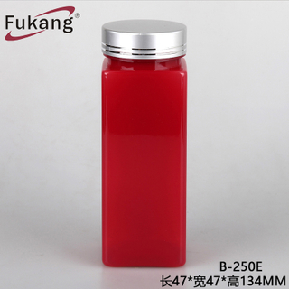 廠家直供 250ML紅色方形瓶 250ml女性保健品包裝瓶 45口徑鋁蓋瓶