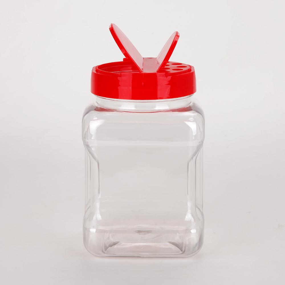 塑料食品容器16盎司。透明PET塑料方形捏口瓶500毫升香料調味容器