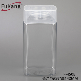 廠家直銷450ml茶葉罐 PET方形食品級塑料罐 透明堅果瓶子