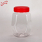 1200毫升带红色手柄盖的透明PET糖果罐，透明塑料糖罐工厂
