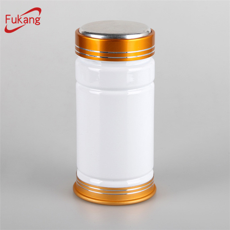 250ml PET塑料粒藥用白色圓形藥瓶，PET藥用白色塑料瓶帶金屬螺口l
