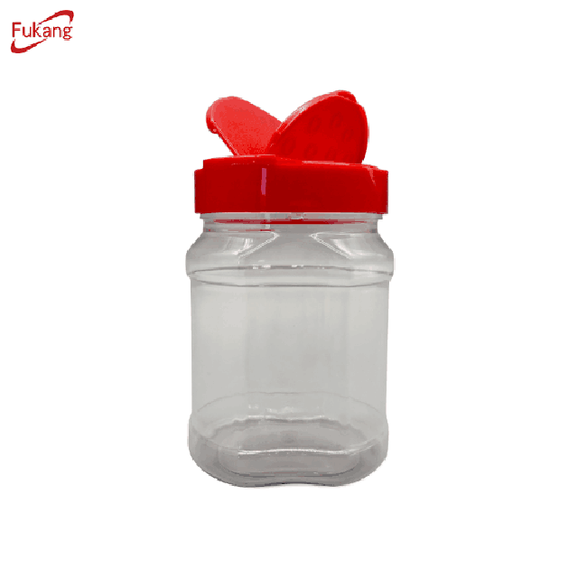 透明方形300ml 10oz胡椒盐分配器塑料调味罐，带双嘴，用于烧烤