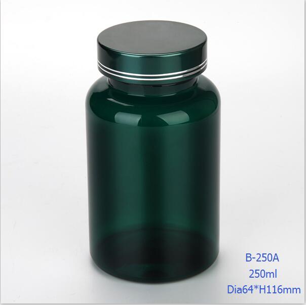 透明PET塑料維生素和膠囊瓶，帶鋁螺絲的塑料藥瓶250ml