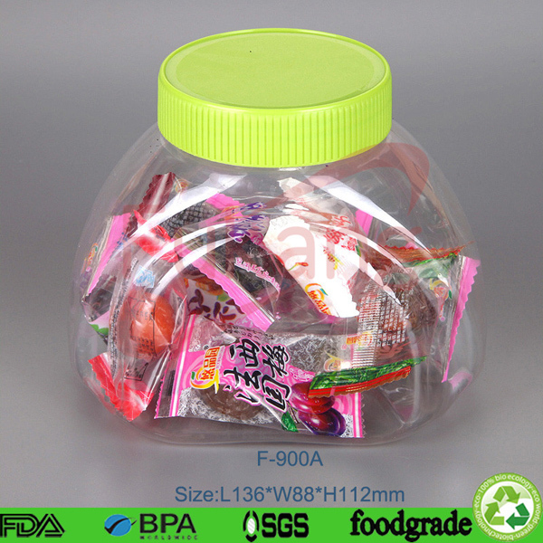 免费提供样品1000ml圆形和宽口PET塑料糖果罐工厂批发
