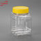 方形塑料500毫升罐，用于糖包装，透明方形透明塑料储物罐（带盖）