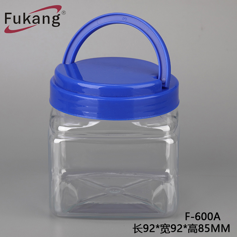 廠家批發pet食品塑料瓶 方形蜂蜜包裝罐 透明醬料塑料瓶 600ml方形罐子