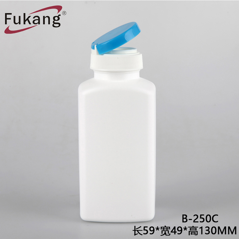富慷塑料瓶厂家HDPE白色配掀盖方形塑料瓶 120ML片剂胶囊包装瓶