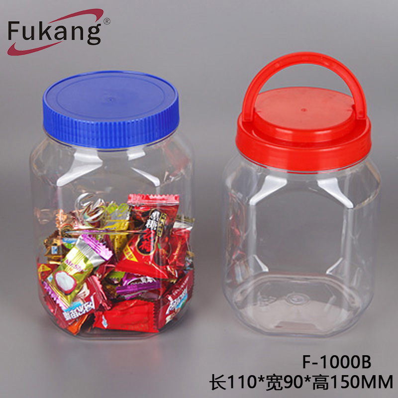 1升透明塑料泡菜容器，方形無氣塑料零食罐，大型塑料食品包裝批發中國